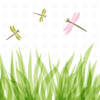 Dragonflies greenfield pinkflowers environmentalart storybookillustration - storybook illustration free wallpaper for tablet