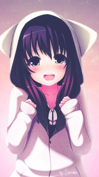 Girl hoodie hat face hands - a face free wallpaper