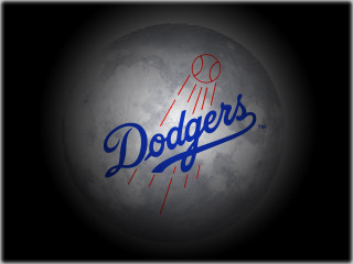 Dodgers logo ball black background - free neon wallpaper for desktop