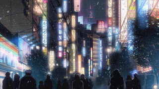 City night neon lights people - the street free wallpaper
