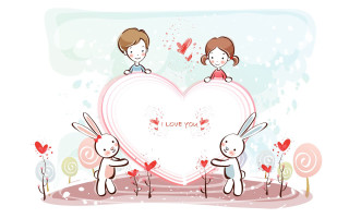 Rabbits heart box love you - box free wallpaper
