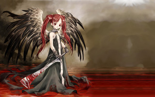Woman red hair wings dress - dress free wallpaper
