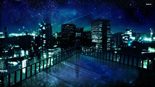 City skyline night person balcony 2 - a balcony free wallpaper