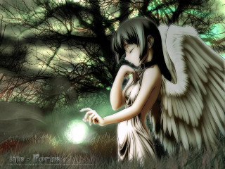 Angel wings woman glowing ball - ball free wallpaper