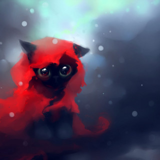Red cat snow falling impressionism - impressionism free wallpaper for tablet