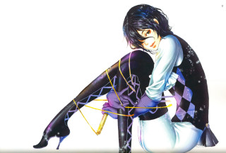 Woman black white outfit chair - jacket free wallpaper