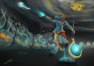 Cartoon character glowing orb snail - spooky free wallpaper