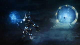 Man armor sword blue ball - a stairway free wallpaper