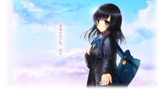 Woman backpack blue sky clouds 2 - a backpack free wallpaper