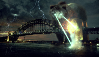 Bear water lightning bolt bridge - a lightning bolt free wallpaper for desktop