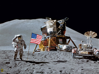 Astronaut moon flag vehicle satellite - the moon next free wallpaper