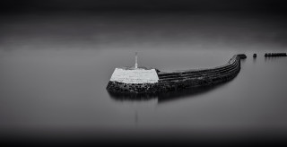 Black white boat water pier - a pier in the background free wallpaper