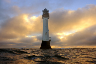 Lighthouse ocean cloudy sky boat - david begbie free wallpaper for desktop