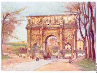 Arch park horse buggy scenery - a watercolor painting free wallpaper