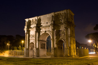 Large stone structure clock night - achille leonardi free wallpaper