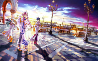 Couple walking street building clock - a street next free wallpaper for desktop