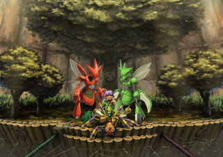 Cartoon characters sitting ledge forest - a group of cartoon characters free wallpaper