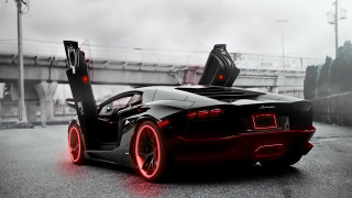 Black red sports car open 2 - its door free wallpaper