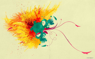 Flower paint splash petals leaves - abstract brush stroke free wallpaper for desktop