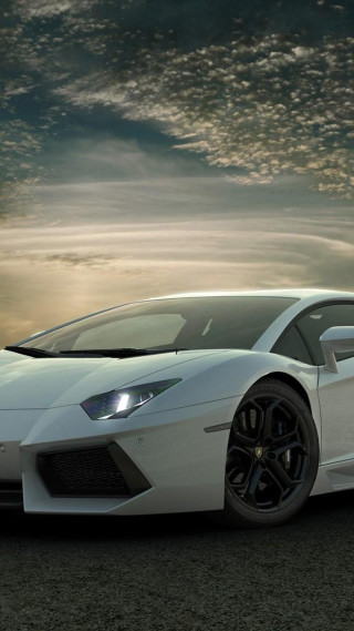 White sports car parked road 2 - a white sports car free wallpaper for mobile