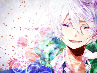 Anime whitehair boy tie smile - a message free wallpaper