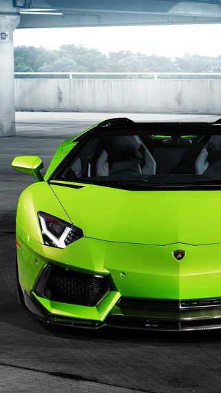 Green sports car parking garage 3 - free cars wallpaper for mobile