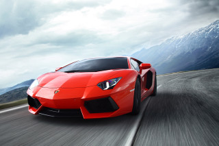 Red sports car driving road 16 - neoclassicism free wallpaper