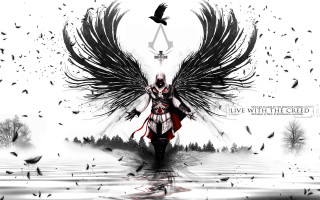 Black white person wings sword - photo of a person free wallpaper