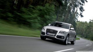 Silver car driving road forest 9 - path free wallpaper