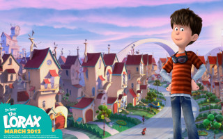 Boy striped shirt cartoon town - a boy free wallpaper