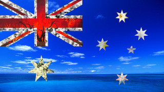 Flag stars ocean sky clouds - professional digital art free wallpaper