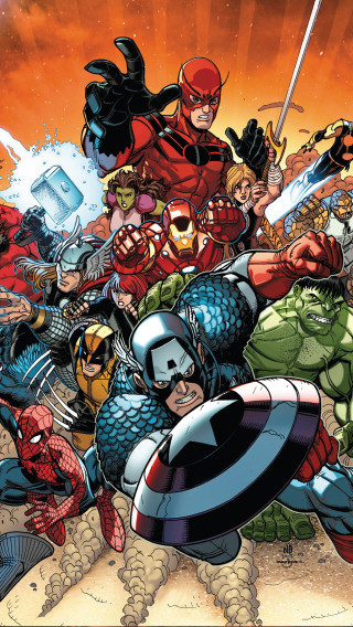 Avengers cartoon group characters fun - a group together free wallpaper