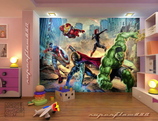 Avengers wall mural room team - marvel free wallpaper