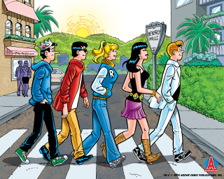 Cartoon group people crossing street - bruce timm free wallpaper