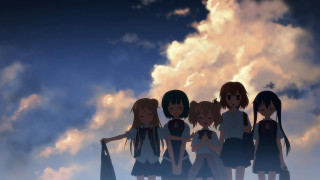 Anime girls cloudy sky blue - white cloud free wallpaper for desktop