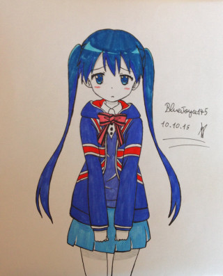 Girl blue hair bow dress - stripe free wallpaper for mobile