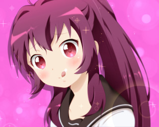 Pink eyes long hair starry - a pink background free wallpaper