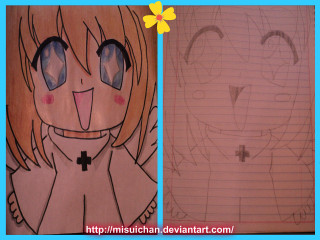 Girl big eyes cross chest - a drawing of a girl free wallpaper