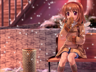 Girl bench coffee basket cookies - a cup of coffee free wallpaper