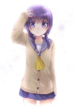 Girl purple hair yellow scarf - maya free wallpaper for mobile