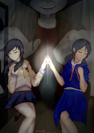 Anime girls lightsaber looking dark - light free wallpaper for mobile