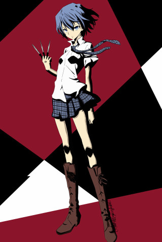 Blue haired girl scissors school - scissors free wallpaper for mobile