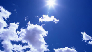 Bright sun clouds plane blue - free sky wallpaper