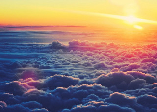 Sunset clouds sky sunlight distant - colorful cloud free wallpaper