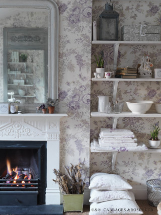 Fireplace mirror shelves books vase - a fireplace free wallpaper for mobile