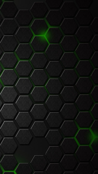 Black green hexagons background light - hexagonal free wallpaper for mobile