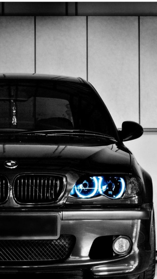Black car blue light white 2 - a black car free wallpaper for mobile