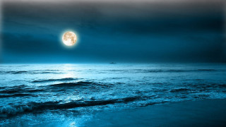 Full moon ocean night boat - arthur pan free wallpaper