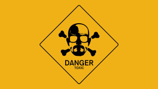 Yellow danger sign skull crossbones - sticker free wallpaper