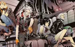 Anime characters bench train station - a train station free wallpaper